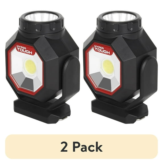 (2 pack) Hyper Tough 500 Lumen Rechargeable Compact Work Light, Integrated LED