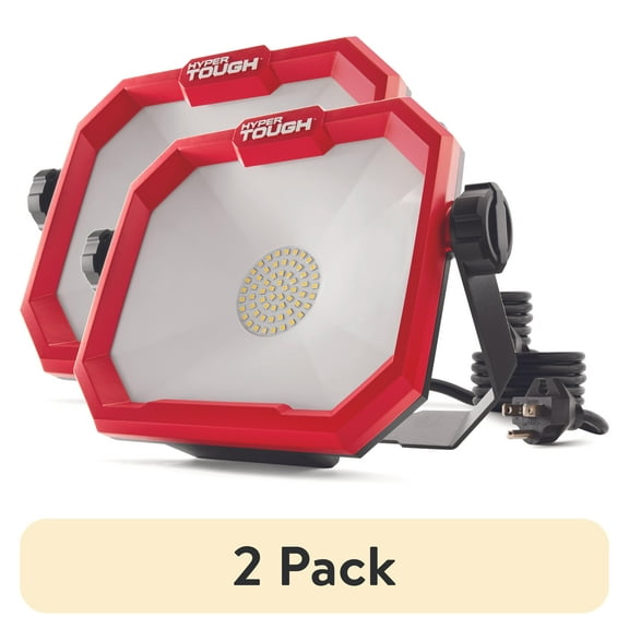 (2 pack) Hyper Tough 5000 Lumen LED Work Light with Fold-Flat Design and 360° Swivel