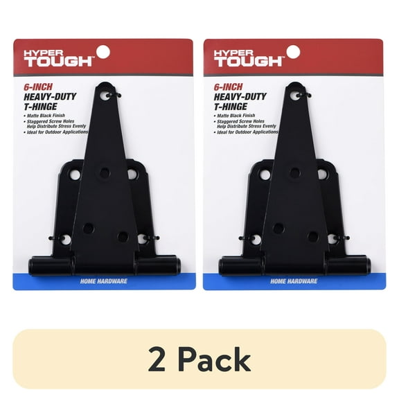 (2 pack) Hyper Tough 6-Inch Heavy Duty Tee Hinge, Black