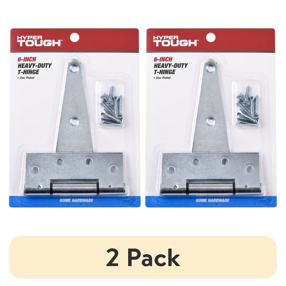 (2 pack) Hyper Tough 6 inch. Tee Hinge, Zinc Plated