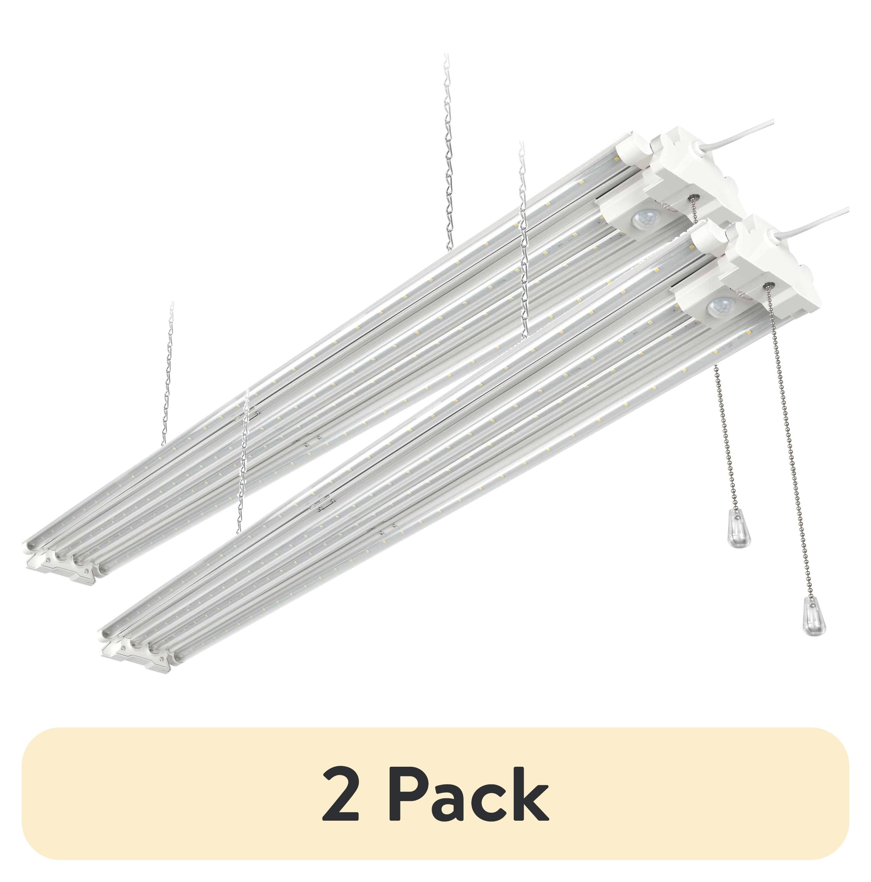 (2 pack) Hyper Tough 7000 Lumens 4-Foot 4-Tube LED Garage Shop Light with Motion Sensor and Adjustable Panels, Linkable