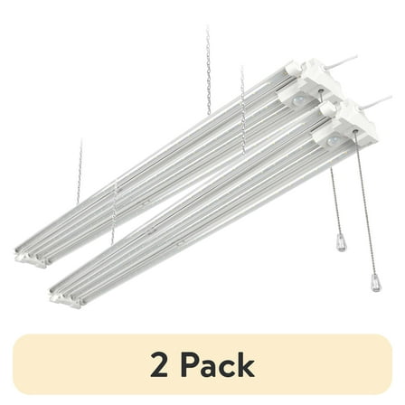 (2 pack) Hyper Tough 7000 Lumens 4-Foot 4-Tube LED Garage Shop Light with Motion Sensor and Adjustable Panels, Linkable