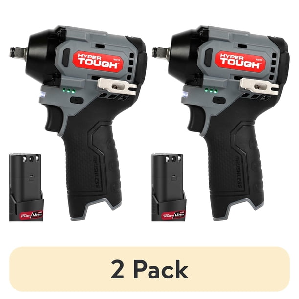 2 pack) Hyper Tough 80013 12V, Max Brushless 3/8-inch Impact