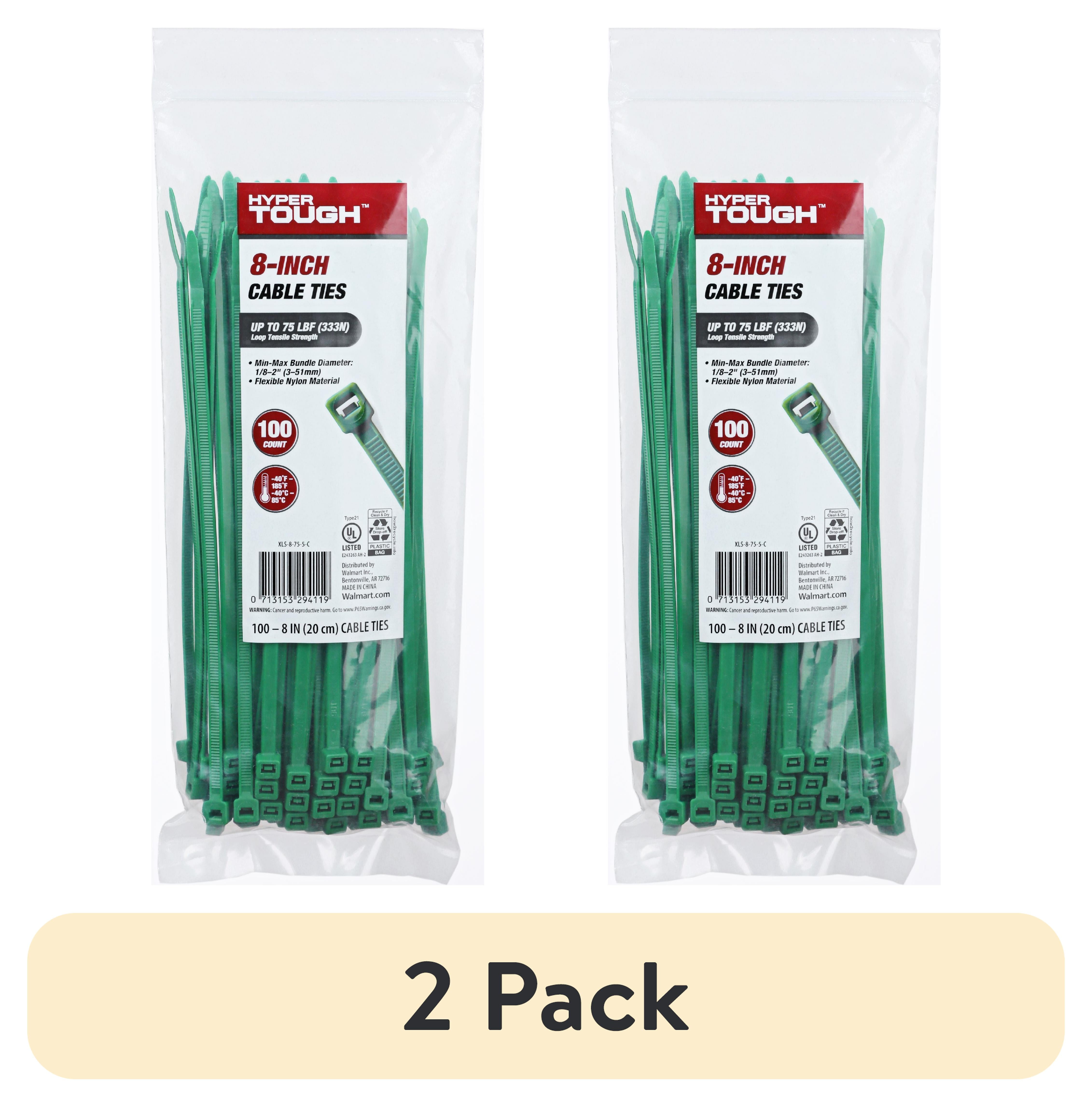 (2 pack) Hyper Tough 8inch Cable Tie Green 100Pcs