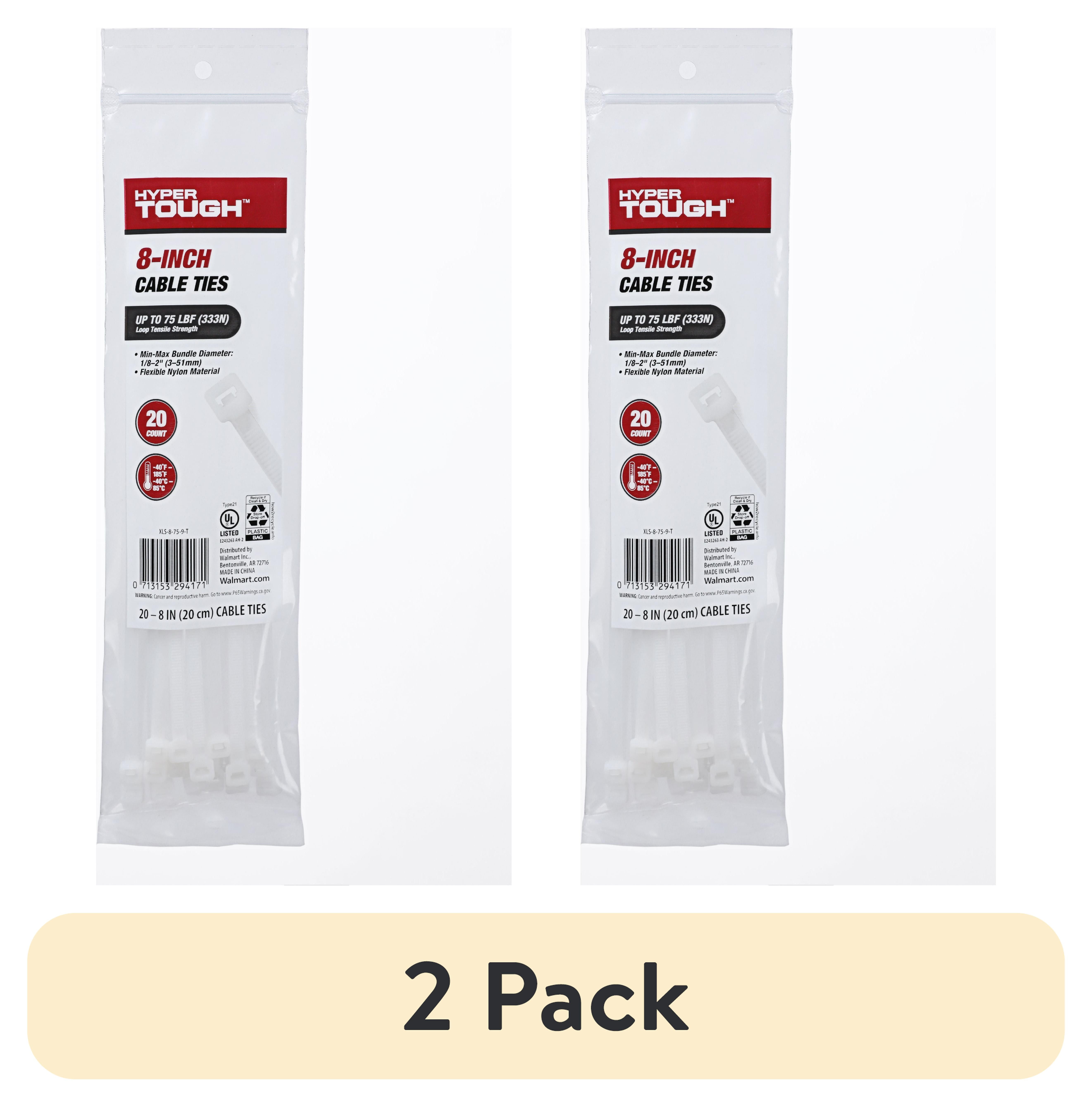 (2 pack) Hyper Tough 8inch Cable Tie Natural 20Pcs