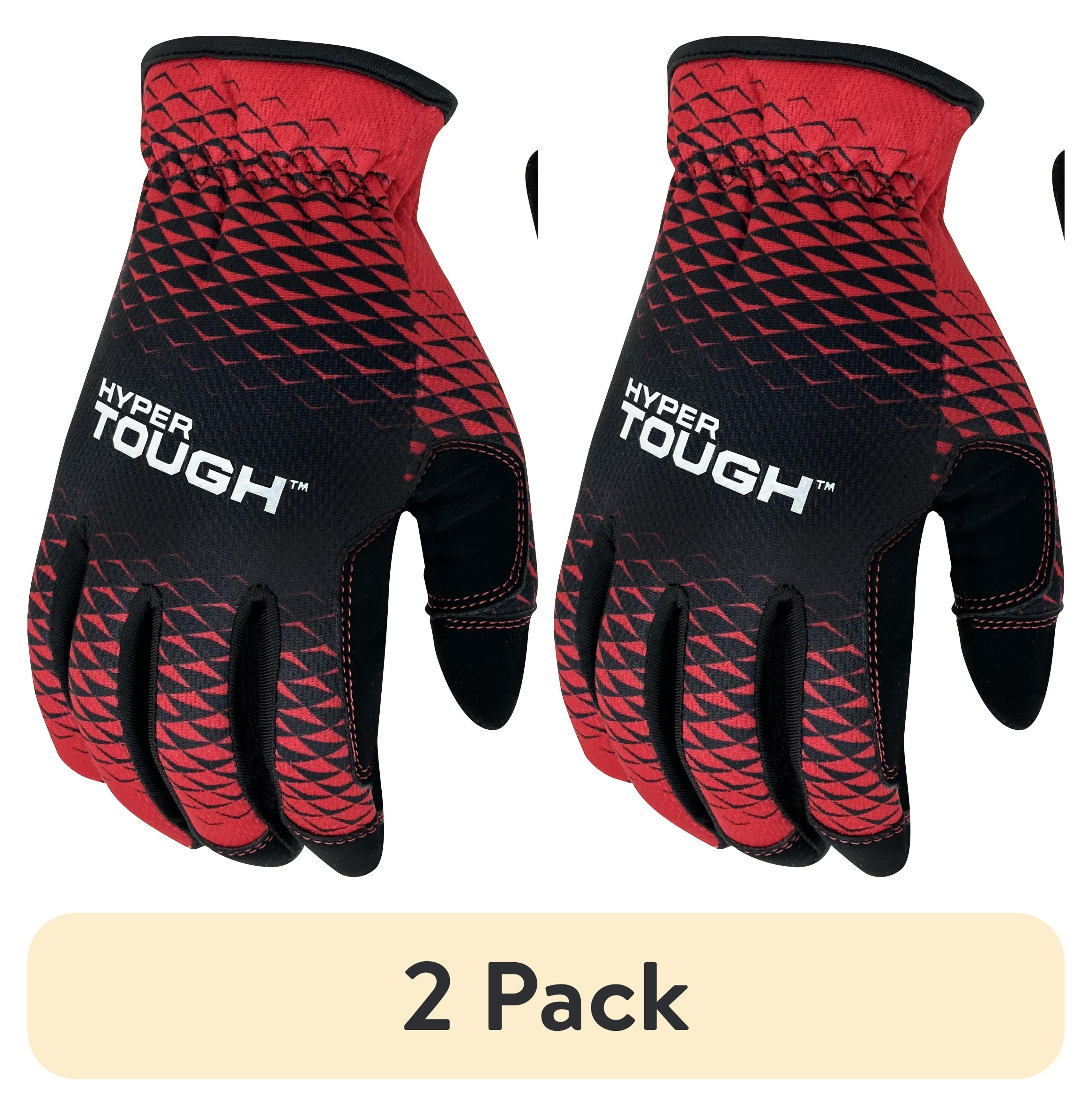 Hyper Tough All Purpose Work Gloves, Synthetic Leather, Black and