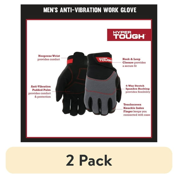 (2 pack) Hyper Tough Anti-Vibration Men's Work Glove - Size XL