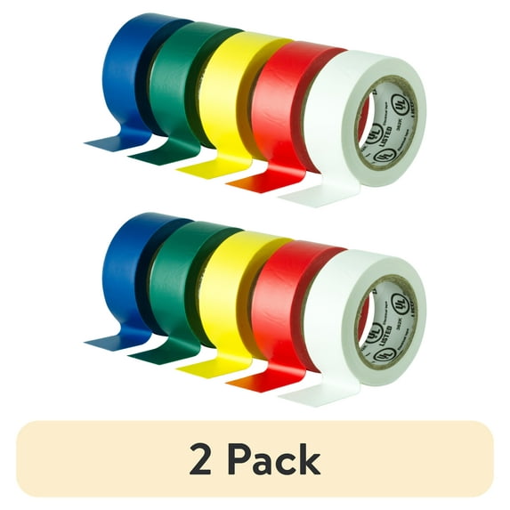 (2 pack) Hyper Tough Assorted Color Electrical Tape, 14ft length, Indoor, 5 Pack, 3/4in, 0.26lbs - 35831