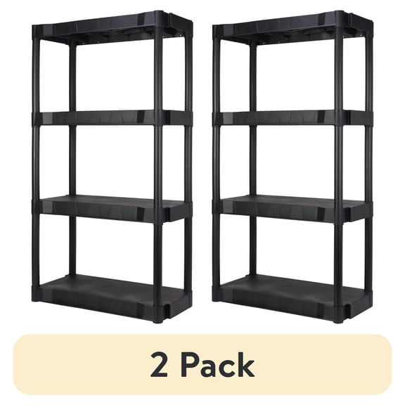(2 pack) Hyper Tough 4 Shelf Plastic Shelving Unit 13.88" (D) x 30" (W) x 56.2" (H), Black