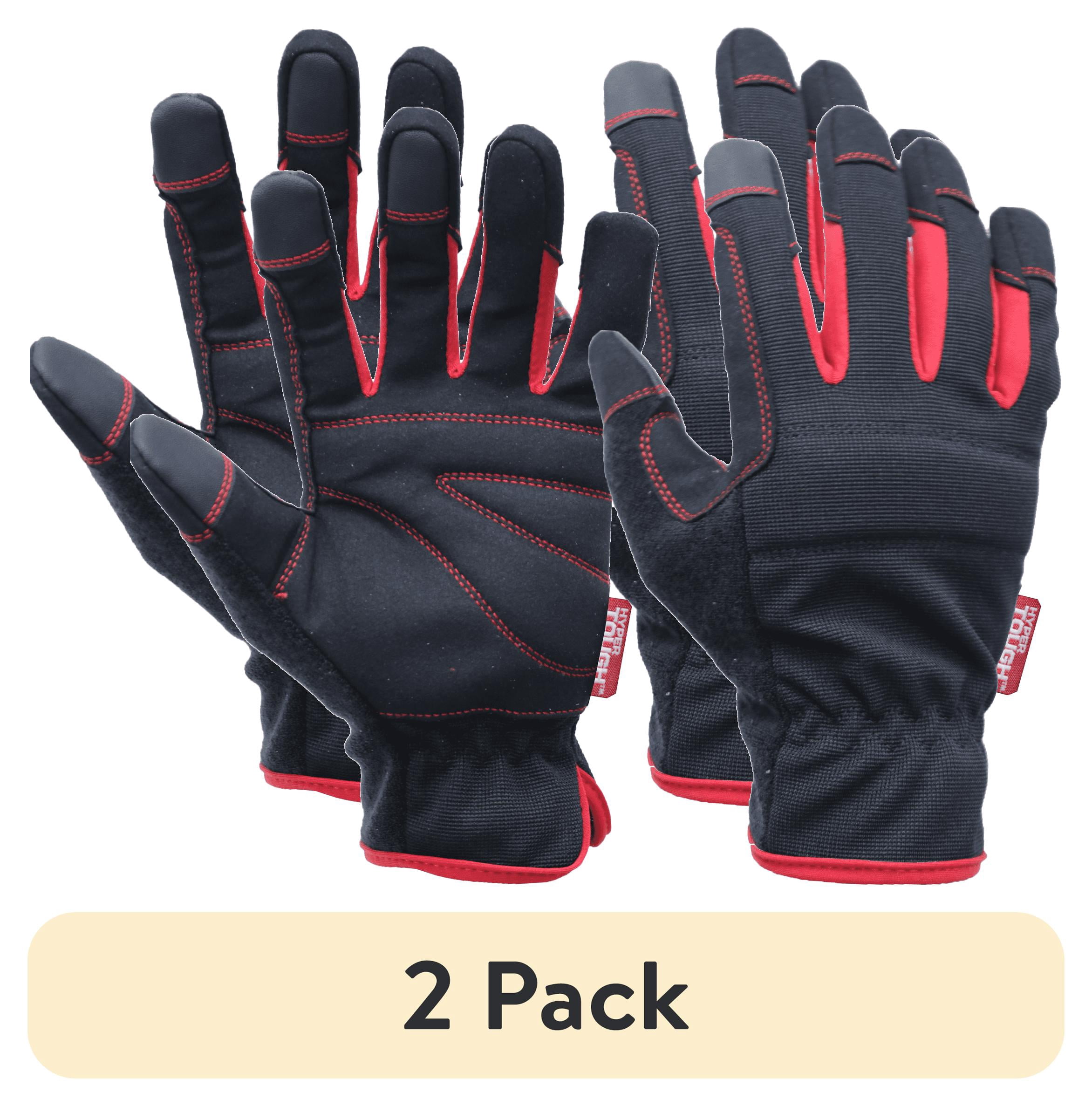 (2 pack) Hyper Tough Black Synthetic Leather Touch Screen Utility Glove, Men's X-Large