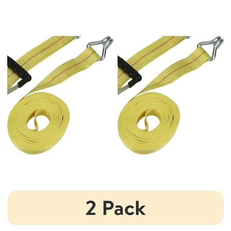 (2 pack) Hyper Tough Brand 2”x27" Tie down Straps with over Size Ratchet Handle 3333lbs, Work Load with DJ-Hooks Single Pack