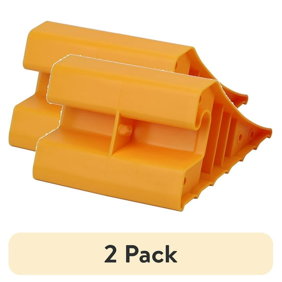 (2 pack) Hyper Tough Brand Super Heavy Duty Yellow Color Wheel Chock, Rugged Plastic, 2 - Pack