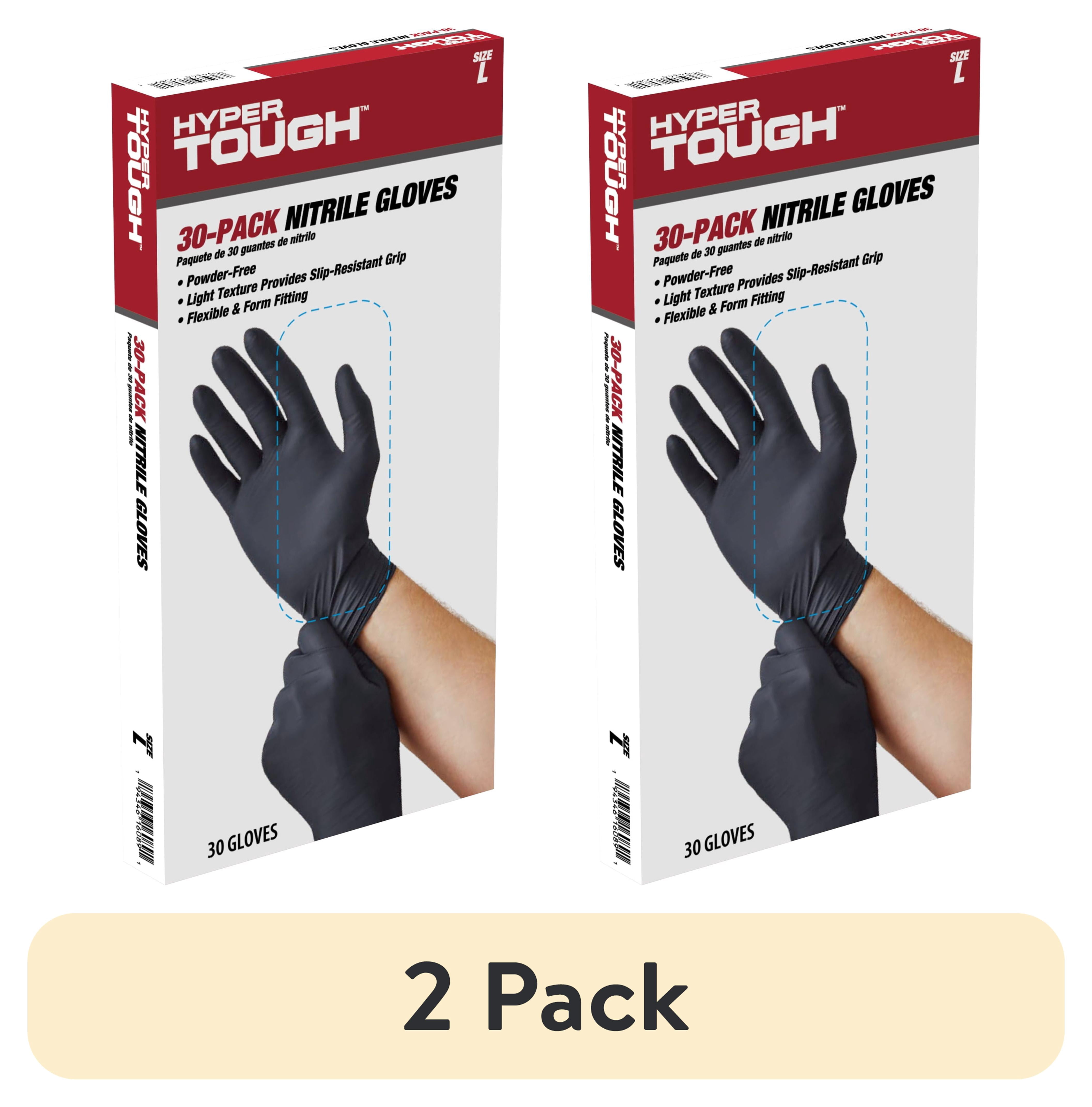(2 pack) Hyper Tough Disposable Nitrile Gloves, 30CT, Size Large, One Size Fits Most