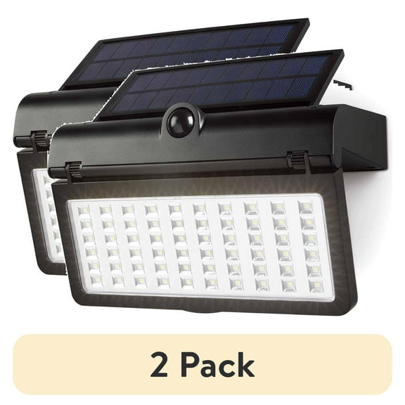 (2 pack) Hyper Tough Flood and Security Lights 1500 Lumen LED Motion Activated Solar Path Light