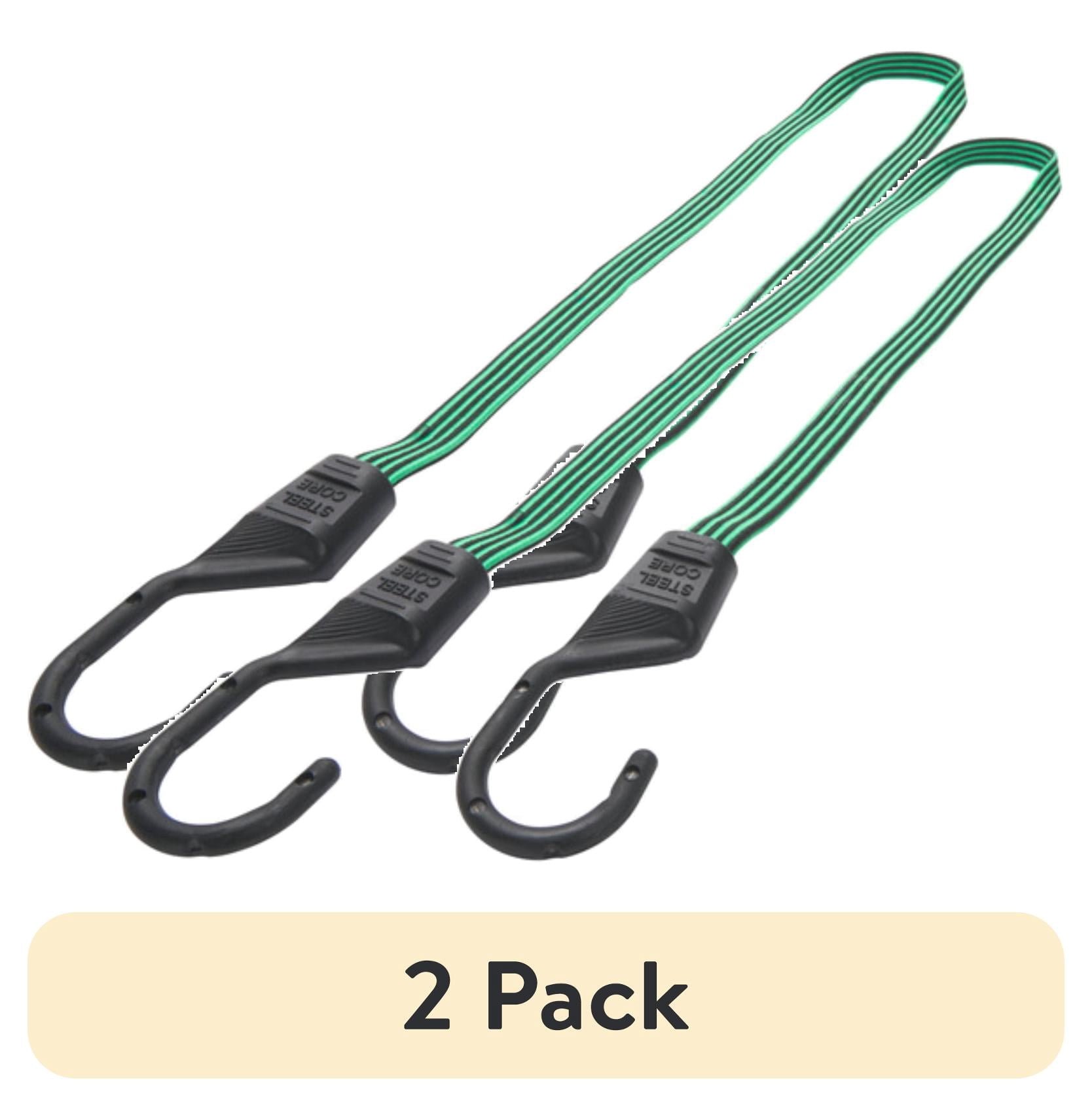 (2 pack) Hyper Tough Green/Black Flat Bungee Cord, 48 inch, 2-Pack