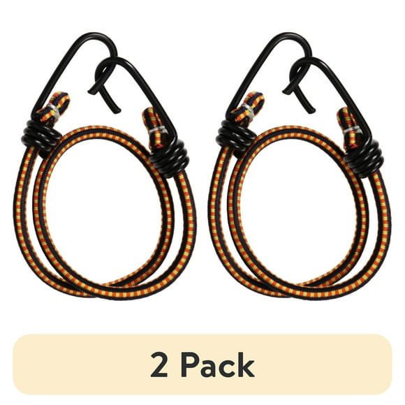 (2 pack) Hyper Tough Heavy Duty 24 inch Bungee Cord with Coated Hooks, Multicolor, 2 Bungees