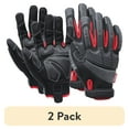 thumbnail interactive-video image 1 of (2 pack) Hyper Tough High Performance Black Synthetic Leather Mechanic Gloves, Men's Medium, 1 of 11