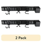2 pack Hyper Tough Hyper Stack 32-Inch Wall Storage System, 6-Piece Set with Hooks and Bin, Black