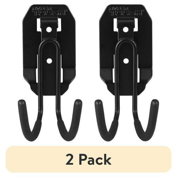 (2 pack) Hyper Tough Hyper Stack Garage Storage J Hook, Black