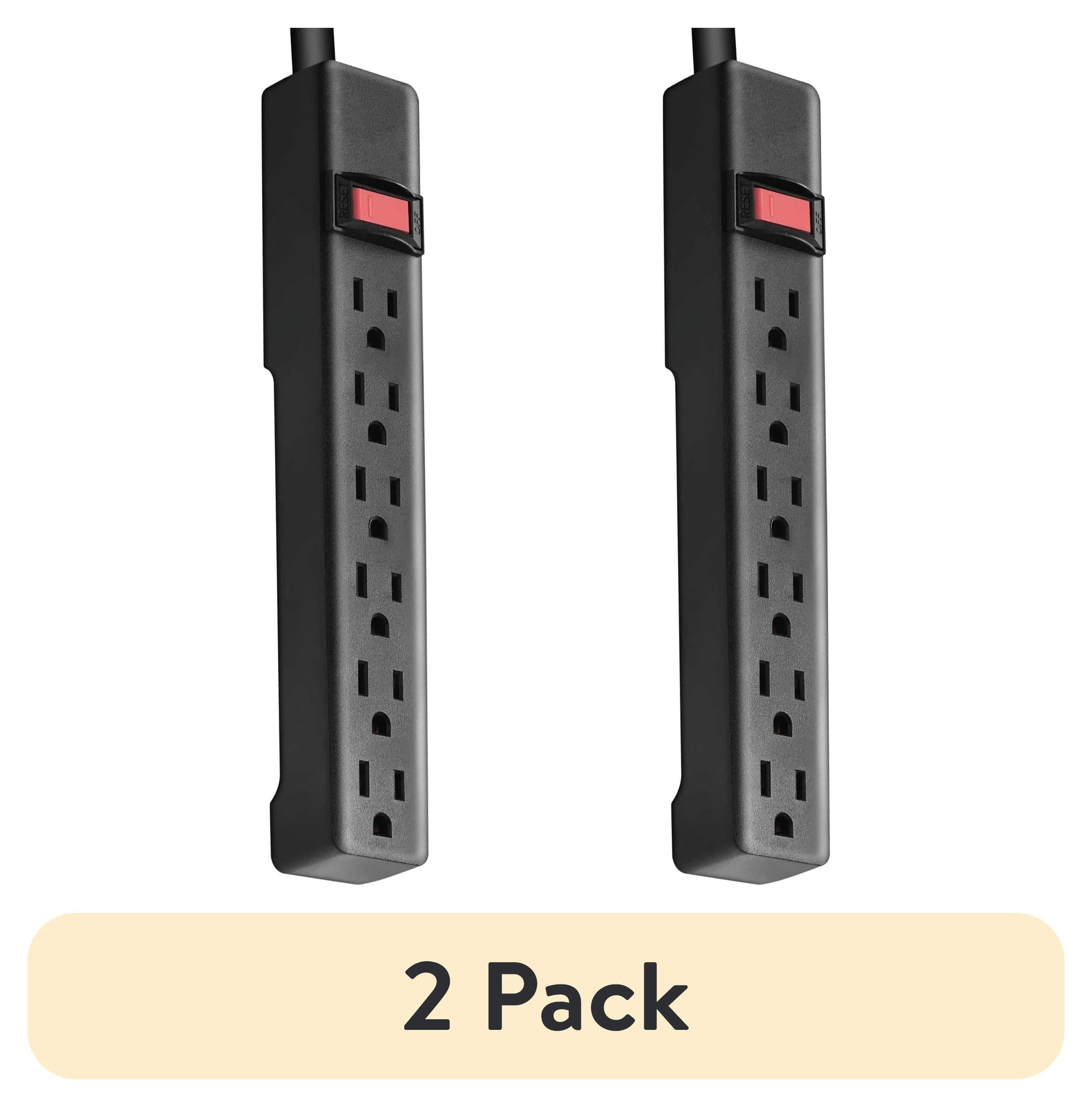 (2 pack) Hyper Tough 6-Outlet Indoor Power Strip with 8 Ft Extension Cord, ETL Certified, Black