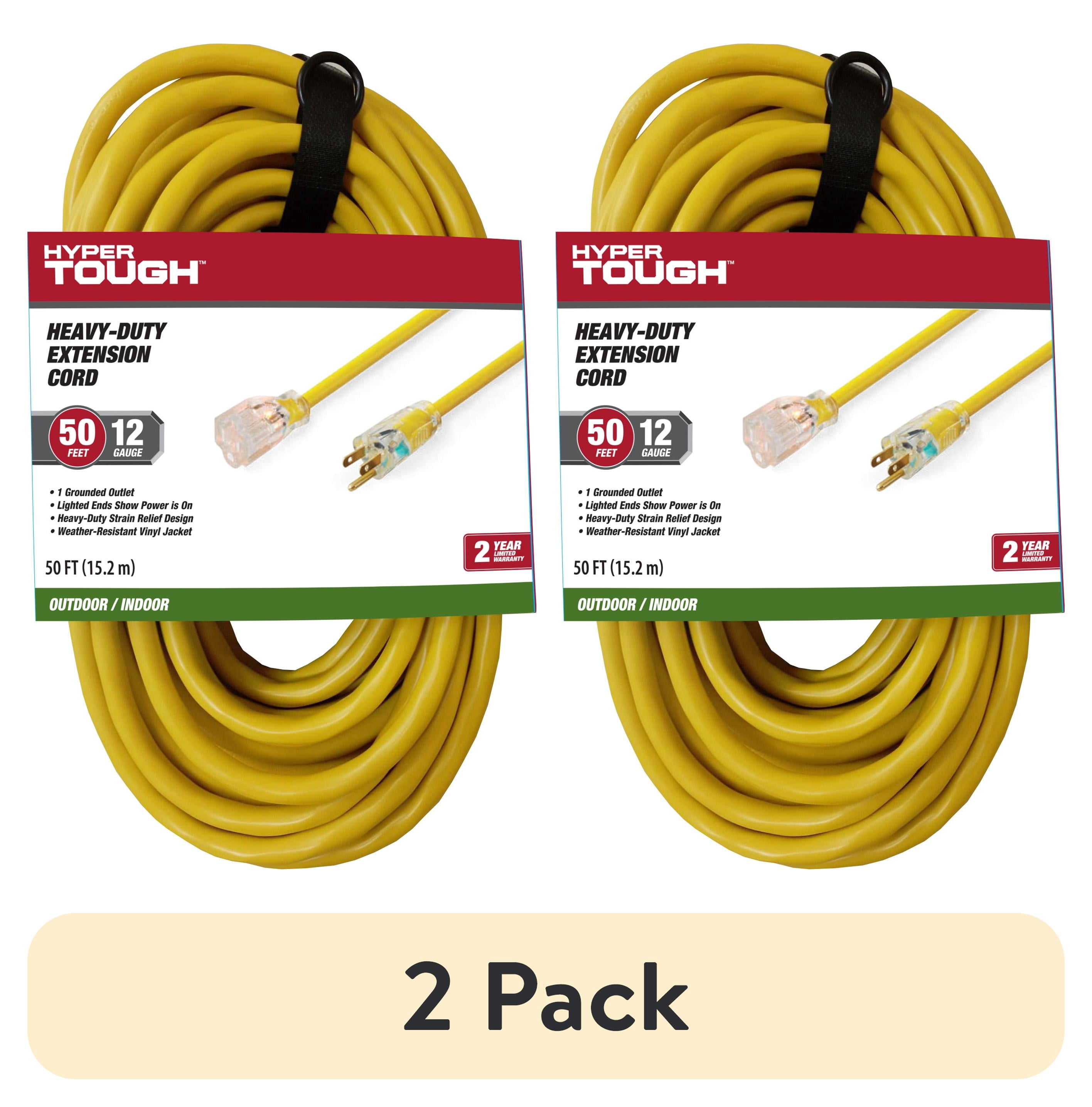 (2 pack) Hyper Tough Indoor/Outdoor Heavy Duty Extension Cord, 50’