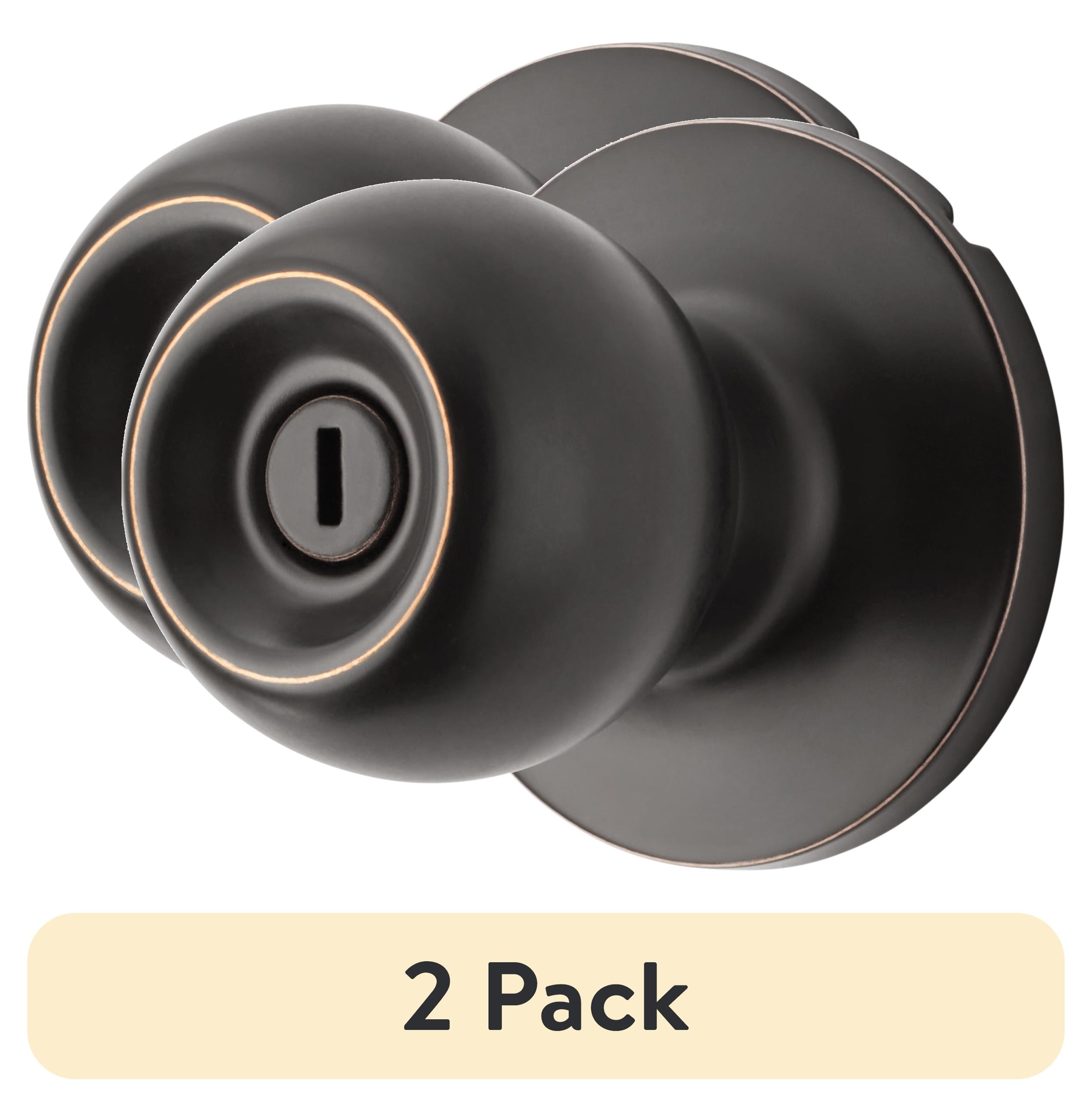 (2 pack) Hyper Tough Interior Locking Ball Privacy Bed and Bath Doorknob Oil Rubbed Bronze Finish