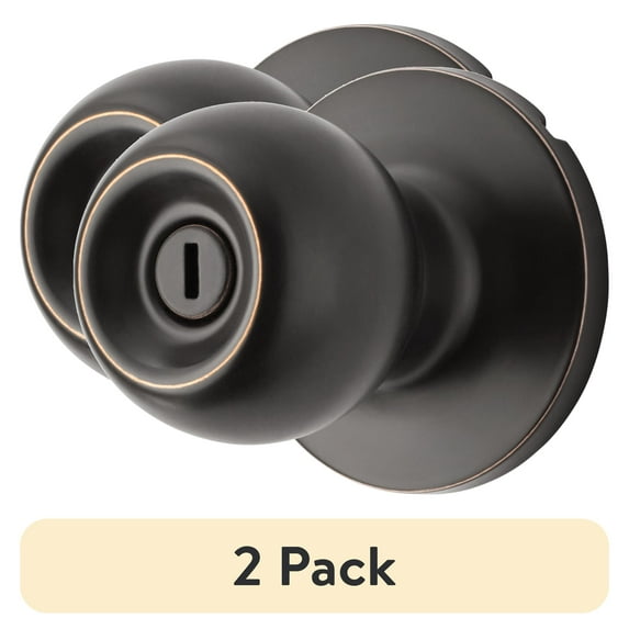 (2 pack) Hyper Tough Interior Locking Ball Privacy Bed and Bath Doorknob Oil Rubbed Bronze Finish
