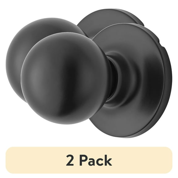 (2 pack) Hyper Tough Interior Non-Locking Ball Passage Hall & Closet Doorknob Matte Black Finish