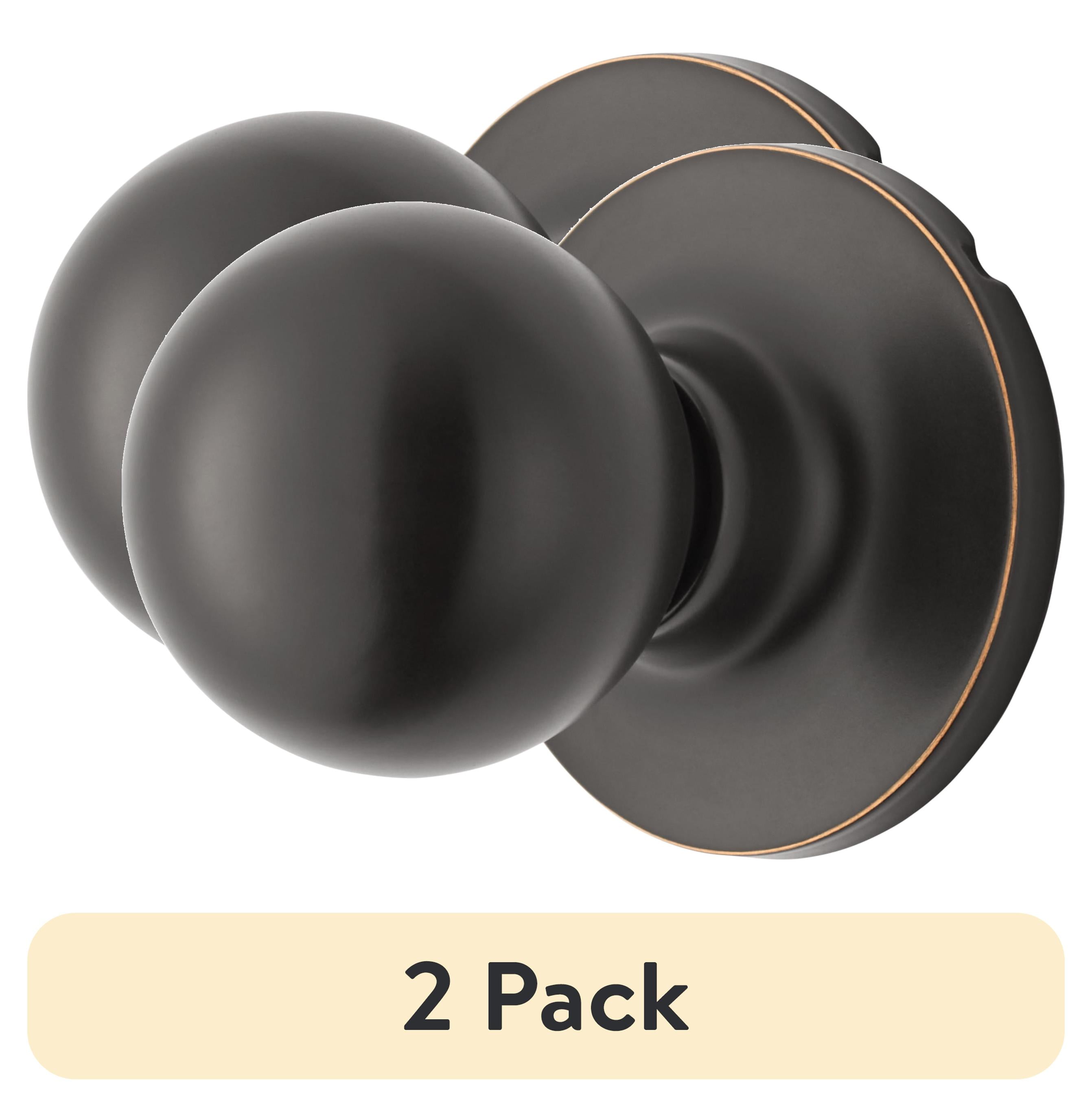 (2 pack) Hyper Tough Interior Non-Locking Ball Passage Hall & Closet Doorknob Oil Rubbed Bronze Finish