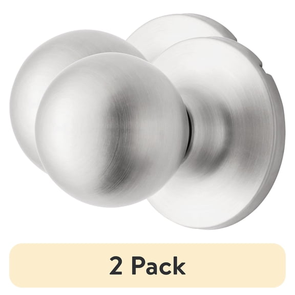 (2 pack) Hyper Tough Interior Non-Locking Ball Passage Hall & Closet Doorknob Stainless Steel Finish