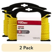2 pack Hyper Tough Item# PT450Y-HT, Polypropylene Twisted Rope, 1/4 x 50, 1 Each