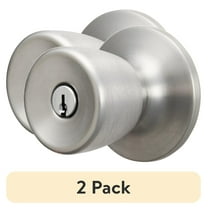 (2 pack) Hyper Tough Keyed Entry Tulip Style Doorknob and Deadbolt Combo pack, Stainless Steel Finish