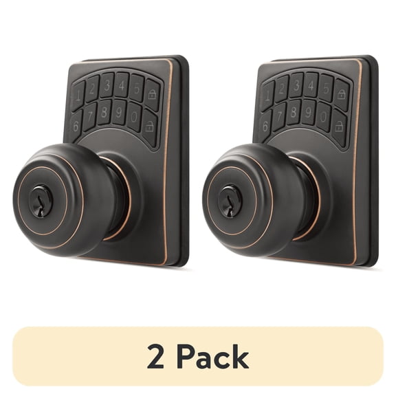 (2 pack) Hyper Tough Keyless Digital Ball Doorknob- Oil Rubbed Bronze Finish, Smart, Secure and Convenient