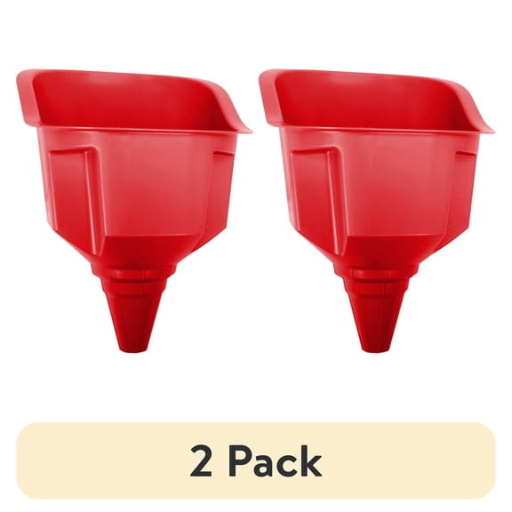 (2 pack) Hyper Tough Large Multi-Use Plastic Truck and Vehicle Funnel, Red