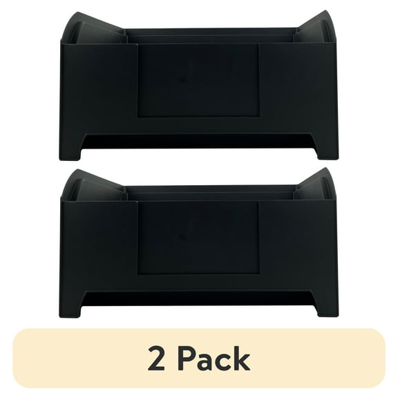 (2 pack) Hyper Tough Large Stackable Plastic Material Storage Bin, Black