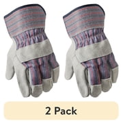 (2 pack) Hyper Tough Leather Palm Multi-Use Work Gloves, Glacier Gray