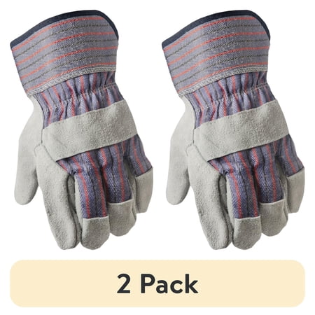 (2 pack) Hyper Tough Leather Palm Glove PDQ