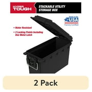 2 pack Hyper Tough Locking and Stacking Utility Tool Box, Black, 11.5 in x 5.06 in x 7.25 in