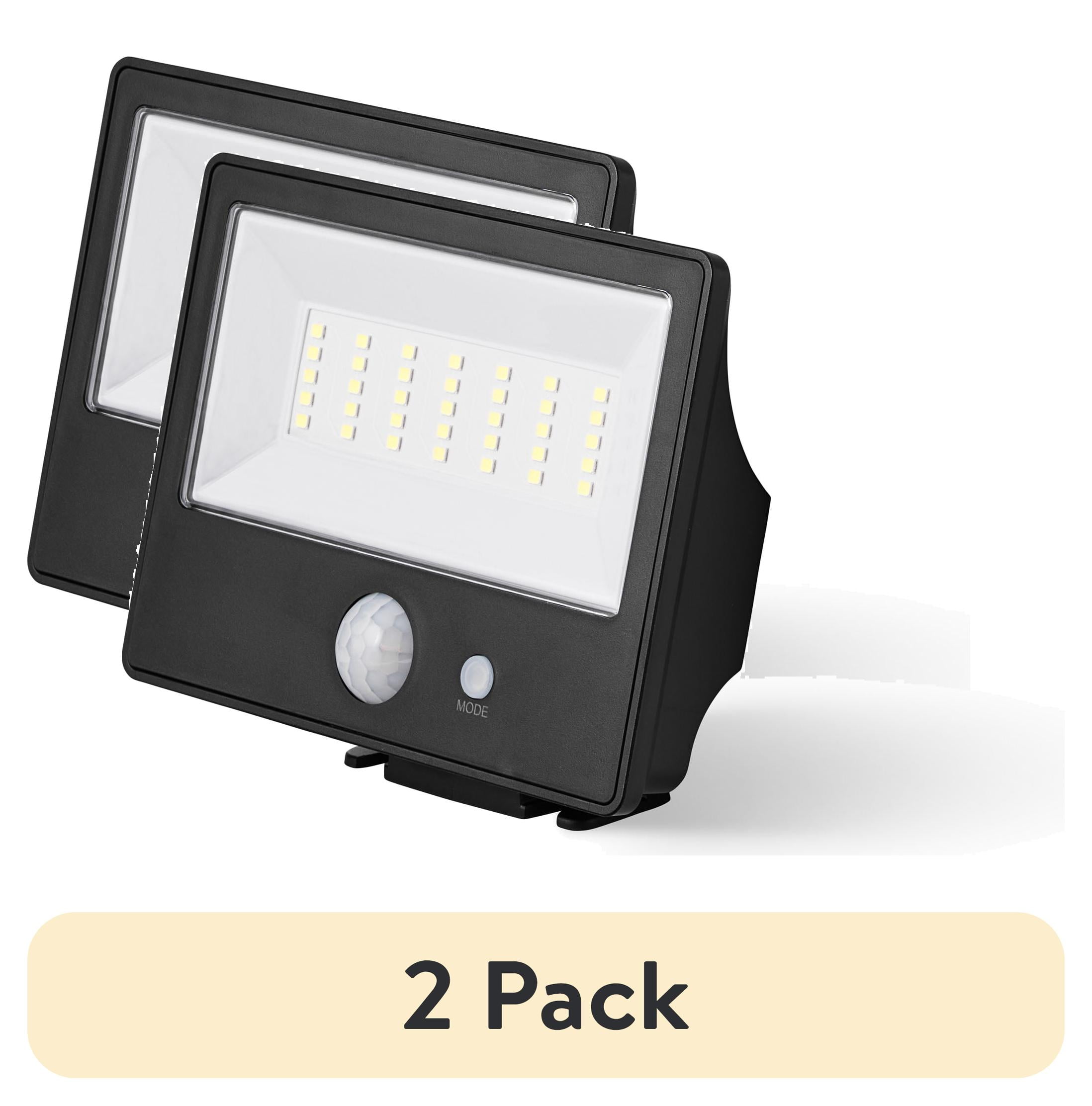 (2 pack) Hyper Tough Motion Sensing Outdoor Security Flood Light, Dusk to Dawn, Black, 120 ° Beam Angle, 800 Lumens, Solar Power