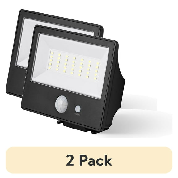 (2 pack) (2 pack) Hyper Tough Motion Sensing Outdoor Security Flood Light, Dusk to Dawn, Black, 120 ° Beam Angle, 800 Lumens, Solar Power