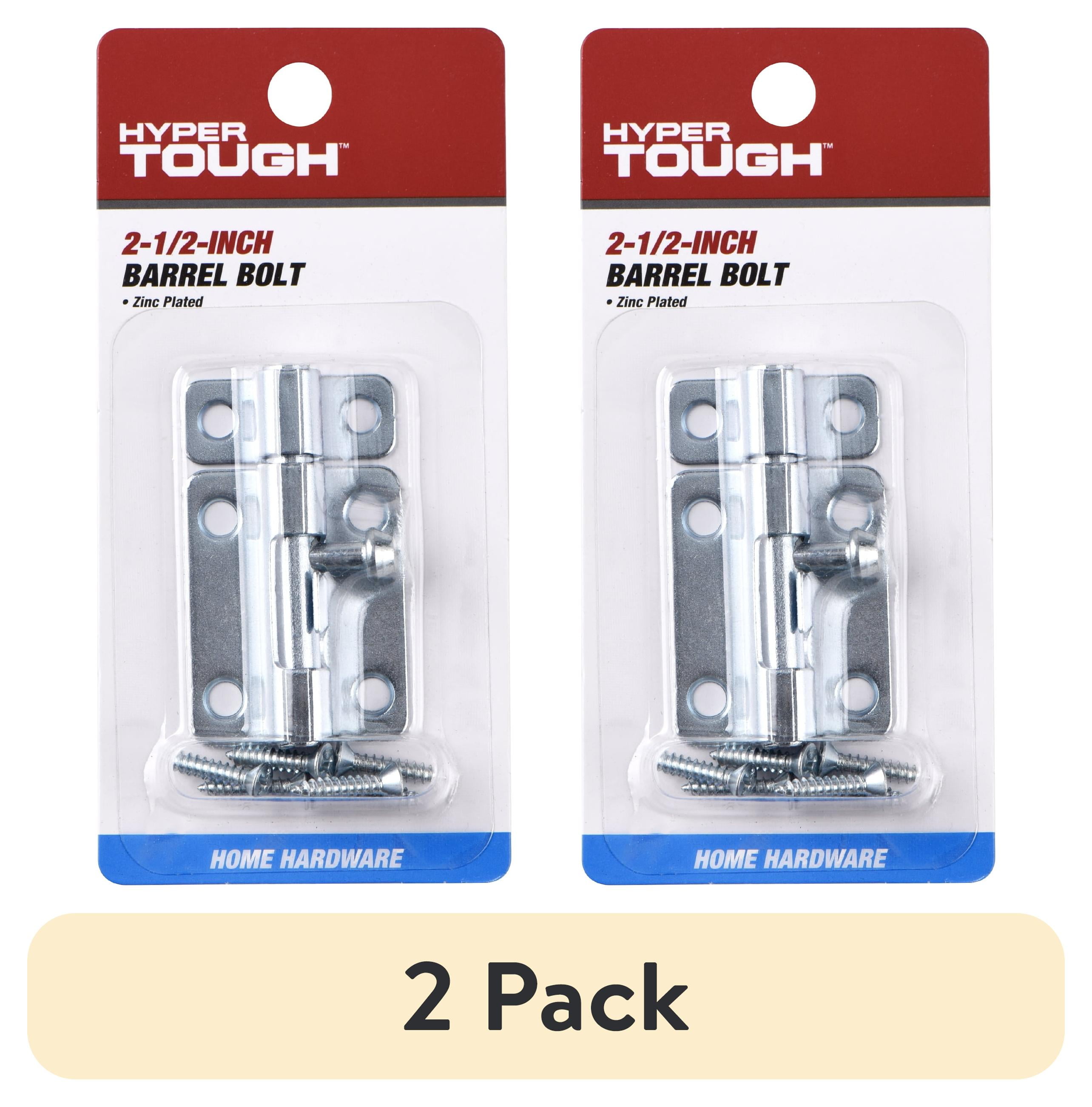 (2 pack) Hyper Tough 2-1/2 in. Barrel Bolt, Zinc Plated