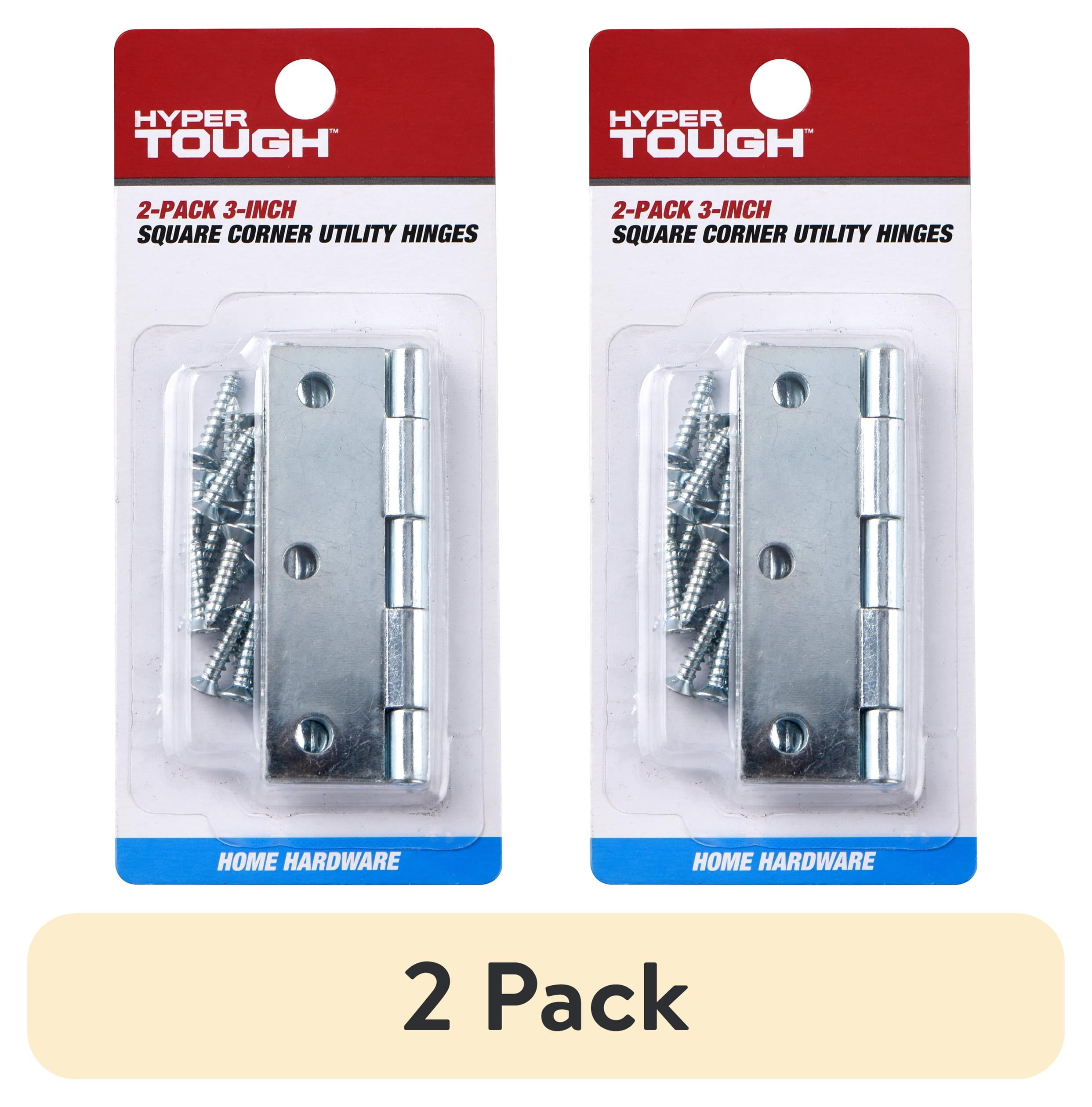 (2 pack) Hyper Tough New 3 in. Utility Hinge, Zinc Plated, 2 Pack. Assembled product length:3.012 in
