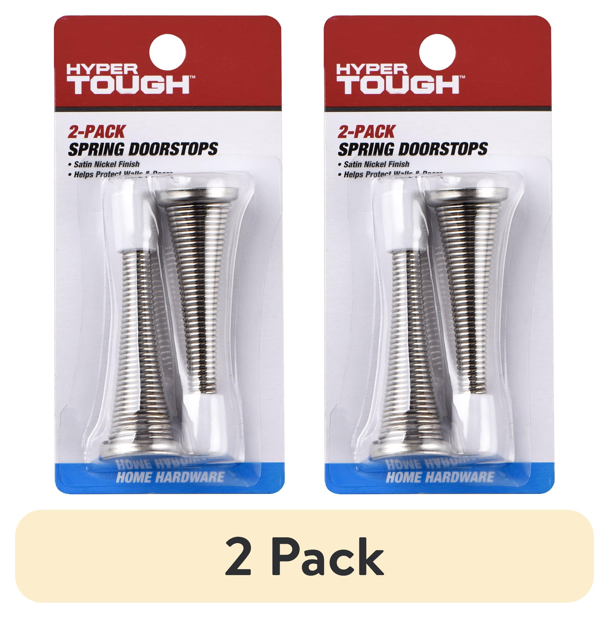 (2 pack) Hyper Tough New Spring Doorstop, Satin Nickel, 2 Pack, 0.795 X 2.9 X 0.795 inch