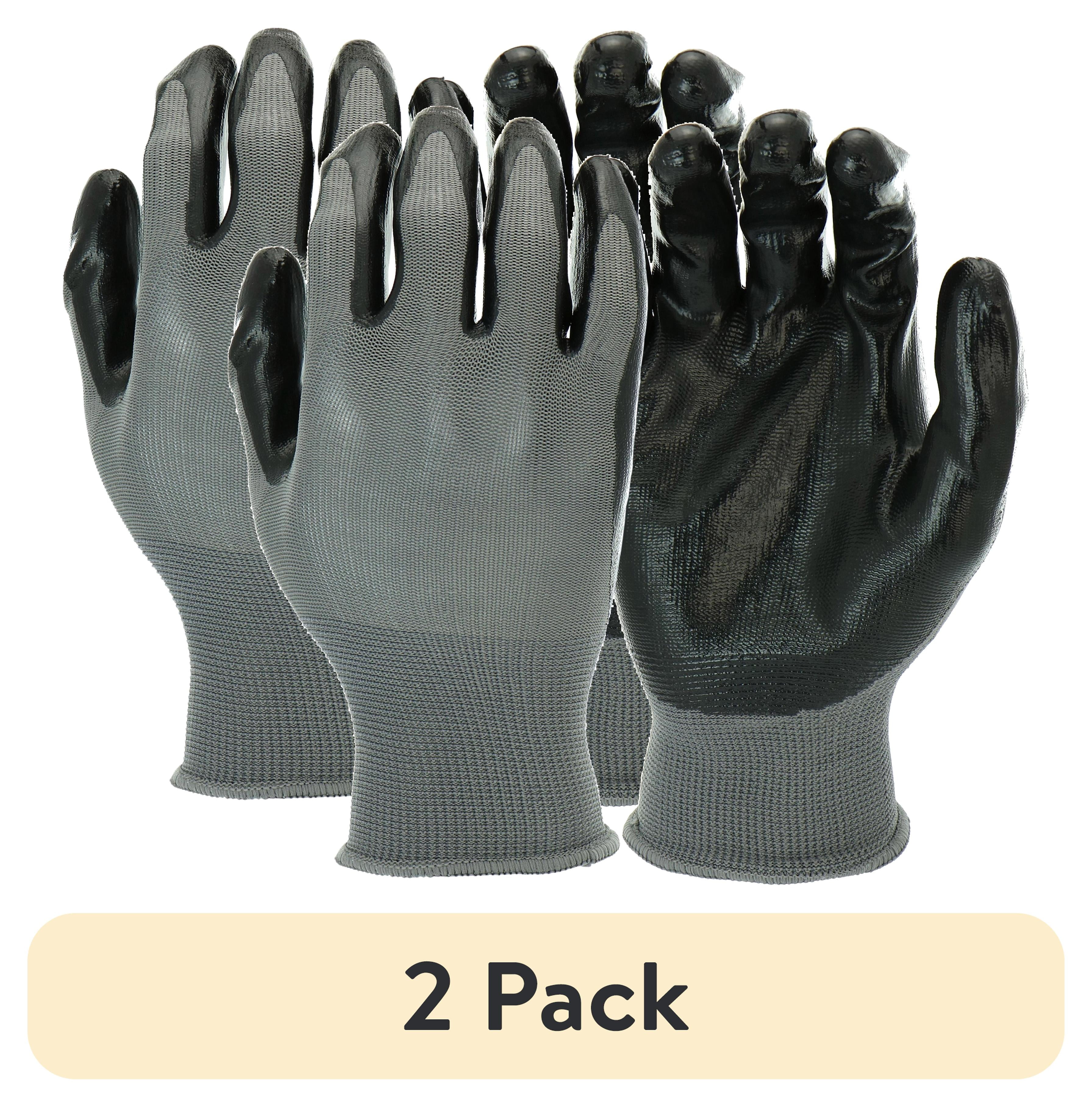 (2 pack) Hyper Tough Nitrile Dipped Safety Work Gloves, 3 Pair, Mechanics Work Gloves, Size Large, Black