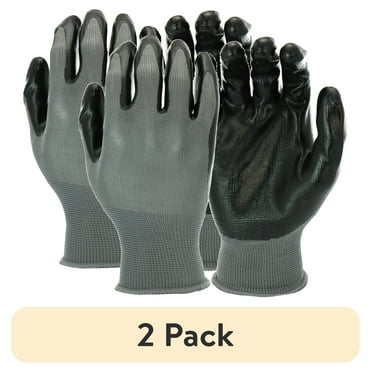 (2 pack) Hyper Tough Nitrile Dipped Safety Work Gloves, 3 Pair, Mechanics Work Gloves, Size Large, Black