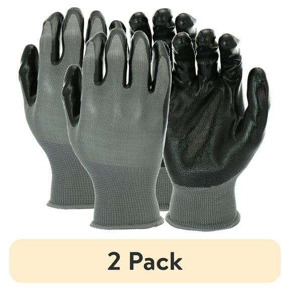 (2 pack) Hyper Tough Nitrile Dipped Safety Work Gloves, 3 Pair, Mechanics Work Gloves, Size Large, Black