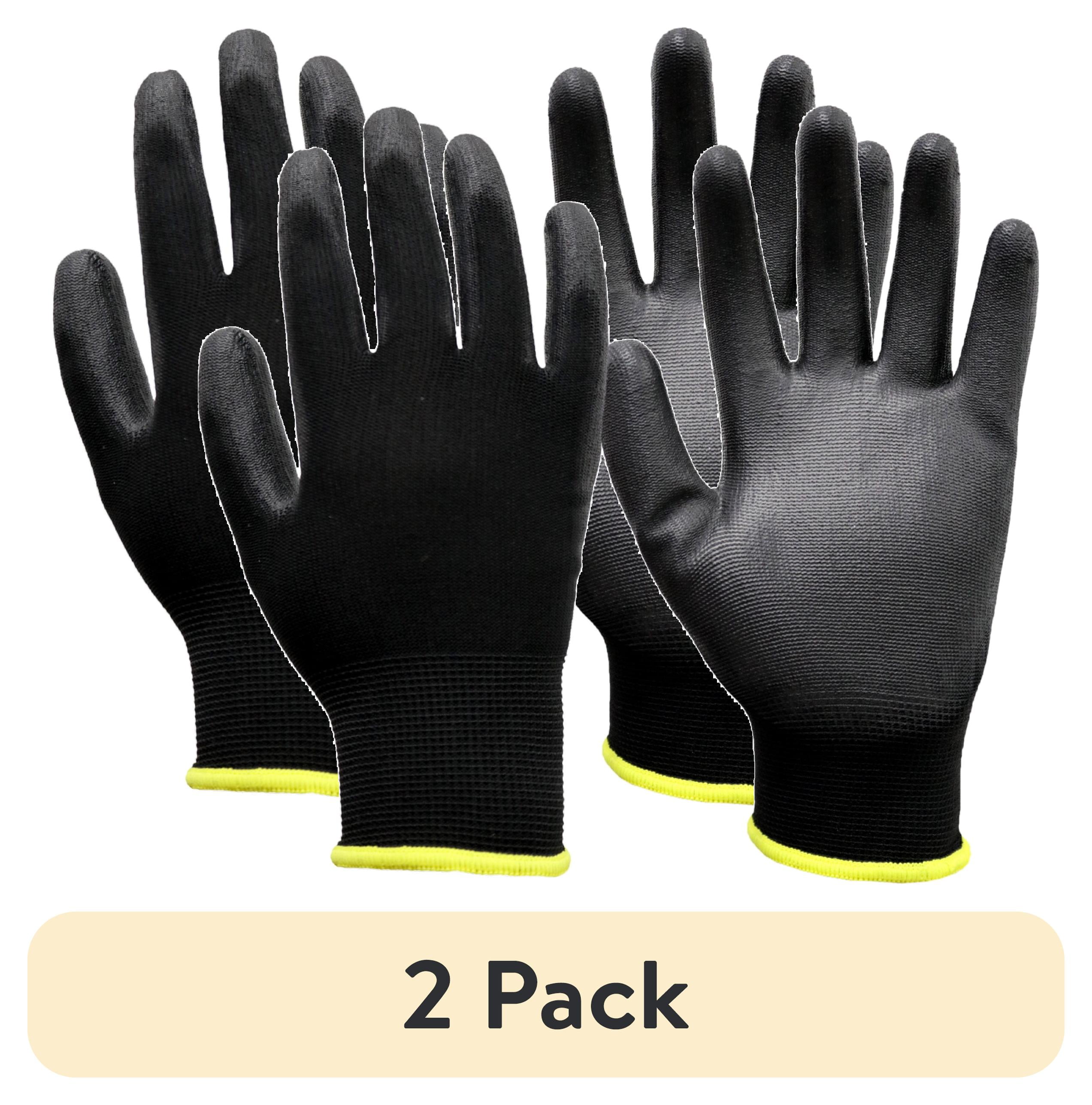(2 pack) Hyper Tough Nylon Liner PU Dipped Gripping Work Gloves, Full Fingers, Men's Medium Size, 1pair