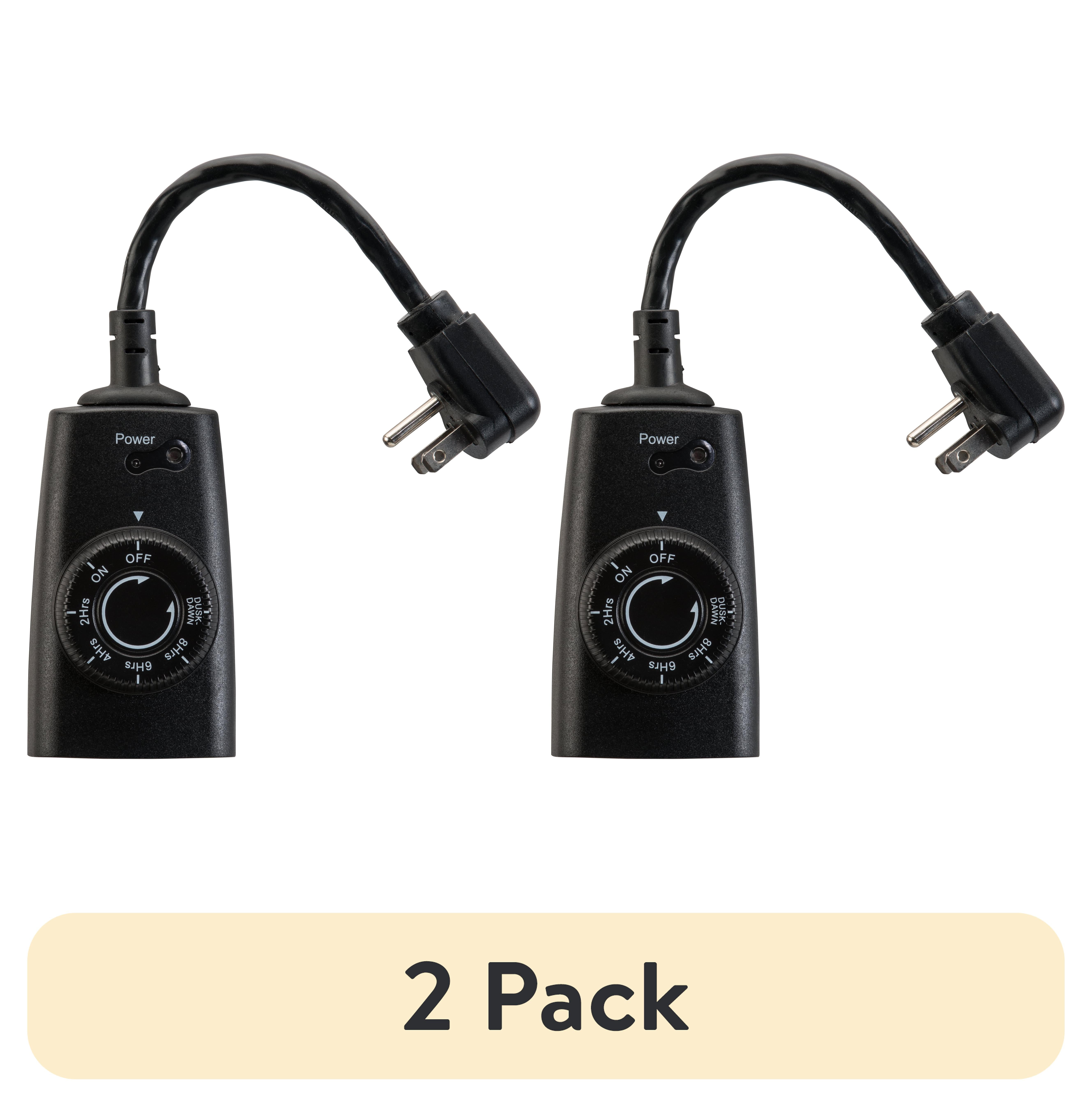 (2 pack) Hyper Tough Outdoor Grounded Photocell Dusk to Dawn Timer Single Outlet, 10 Amps
