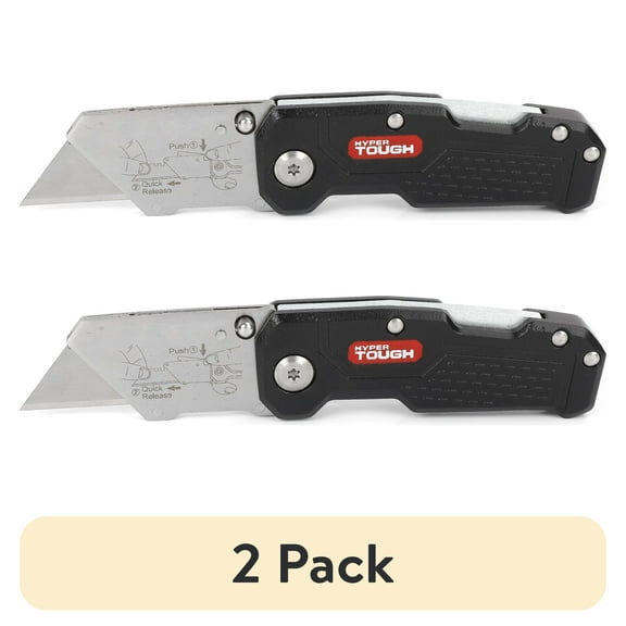 (2 pack) Hyper Tough Quick-Change Folding Lockback Utility Knife