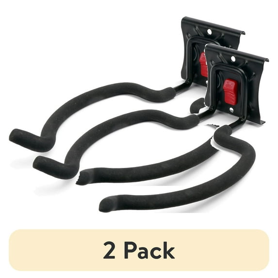 (2 pack) Hyper Tough Quick Release Grass Trimmer Hanger Snap Rail, Black, Steel, 0 Shelves, Garage